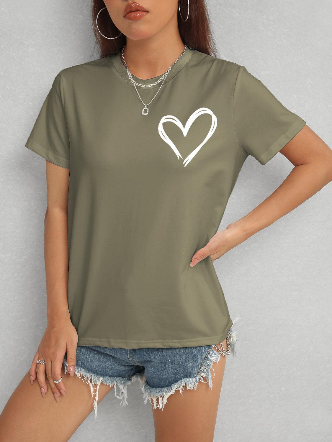 Camiseta de manga corta con cuello redondo y corazón