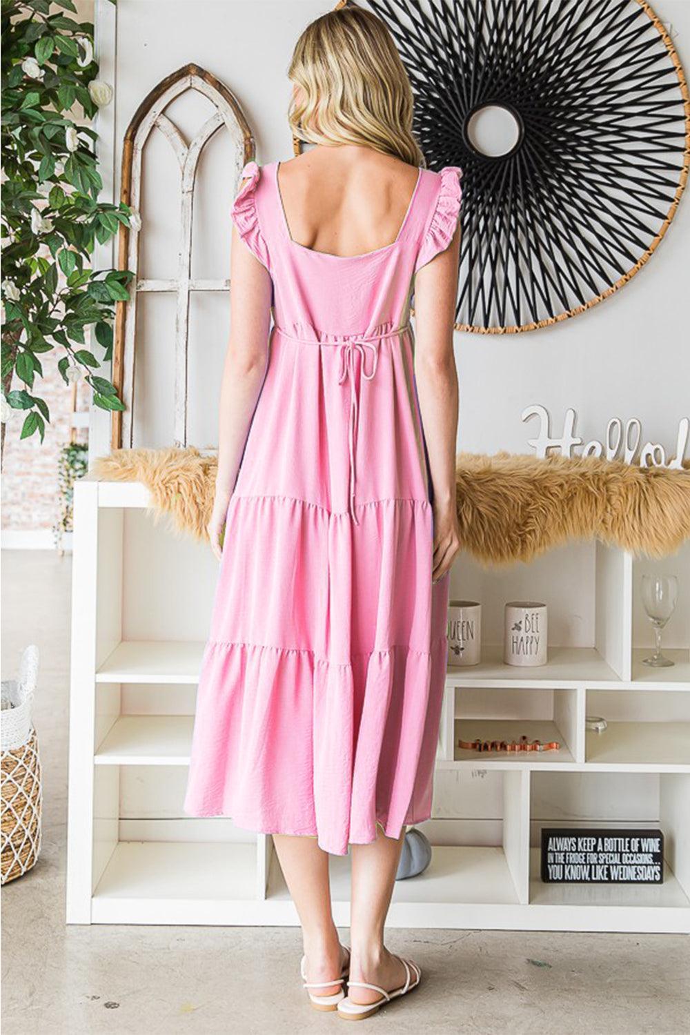 Vestido midi sin mangas con volantes y capas de Reborn J