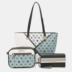 Conjunto de bolso de mano de tres piezas con bloques de color de Nicole Lee USA