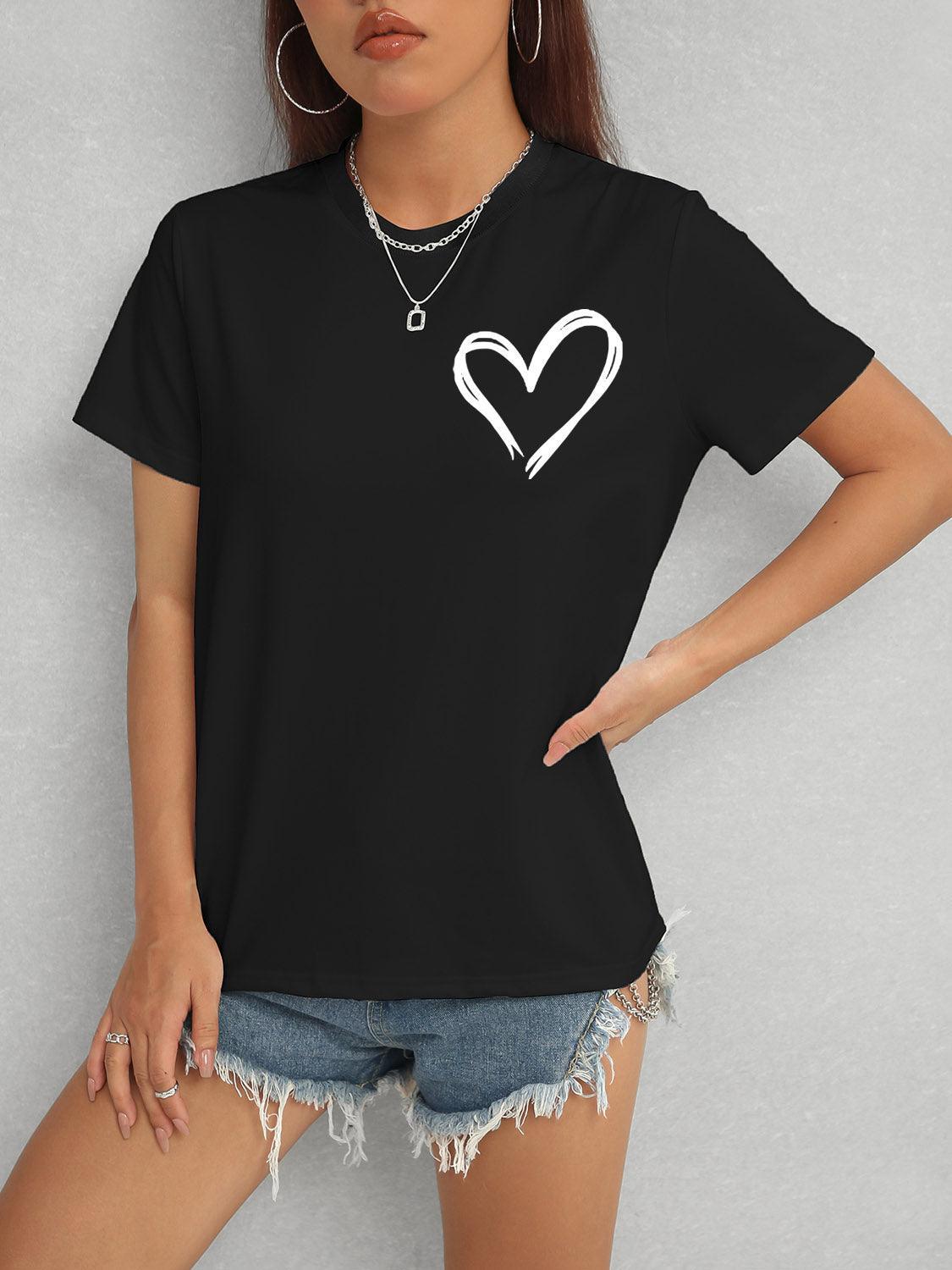 Camiseta de manga corta con cuello redondo y corazón