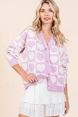 Cárdigan con botones y corazón a cuadros de Mittoshop 