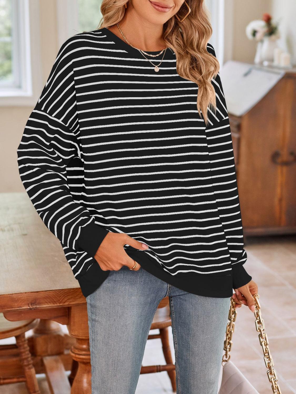 Sudadera de manga larga con cuello redondo y rayas Lovelet