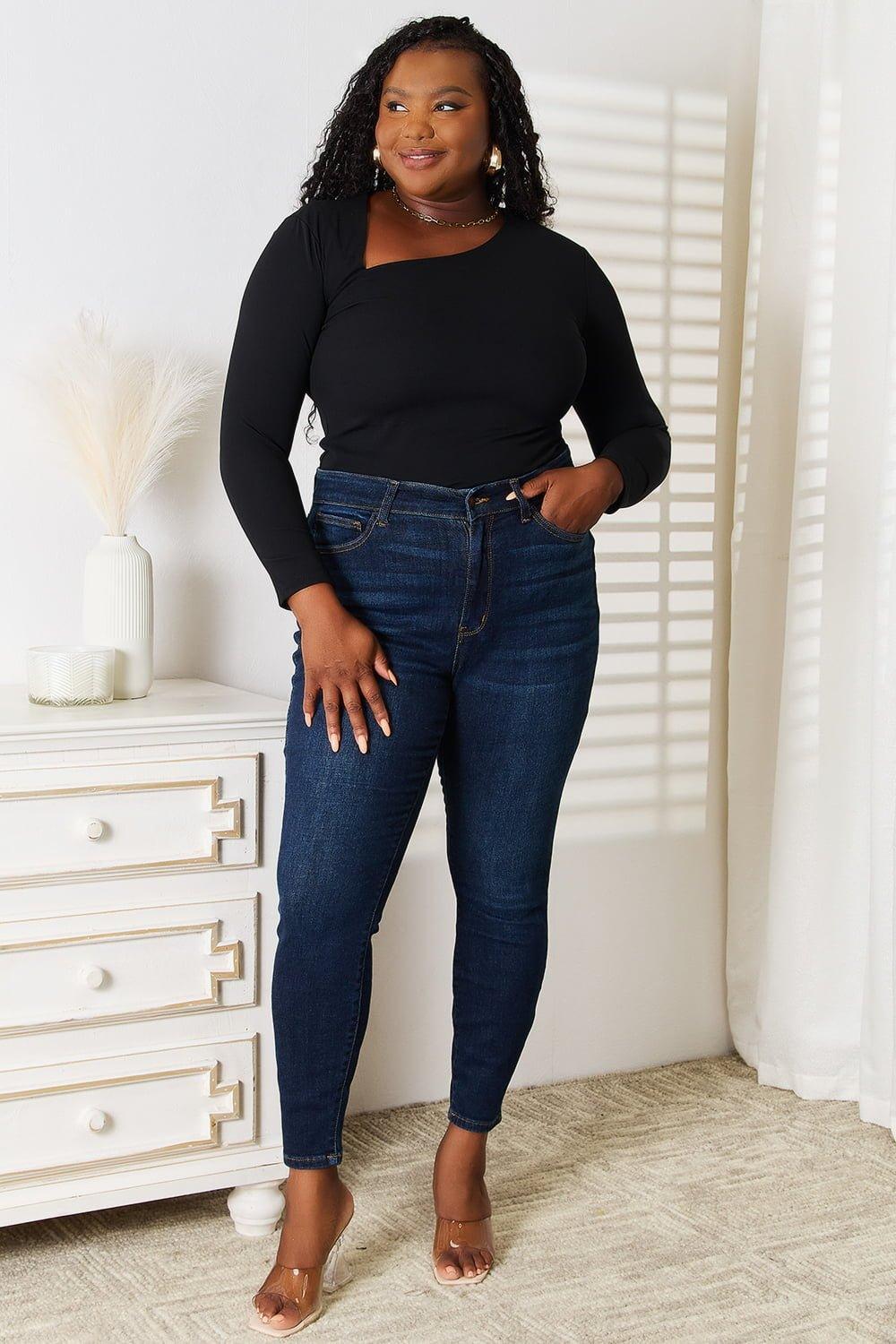 Basic Bae Asymmetrical Neck Long Sleeve Top - Admiresty