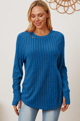 Basic Bae Full Size Ribbed Thumbhole Sleeve T - Shirt - Admiresty
