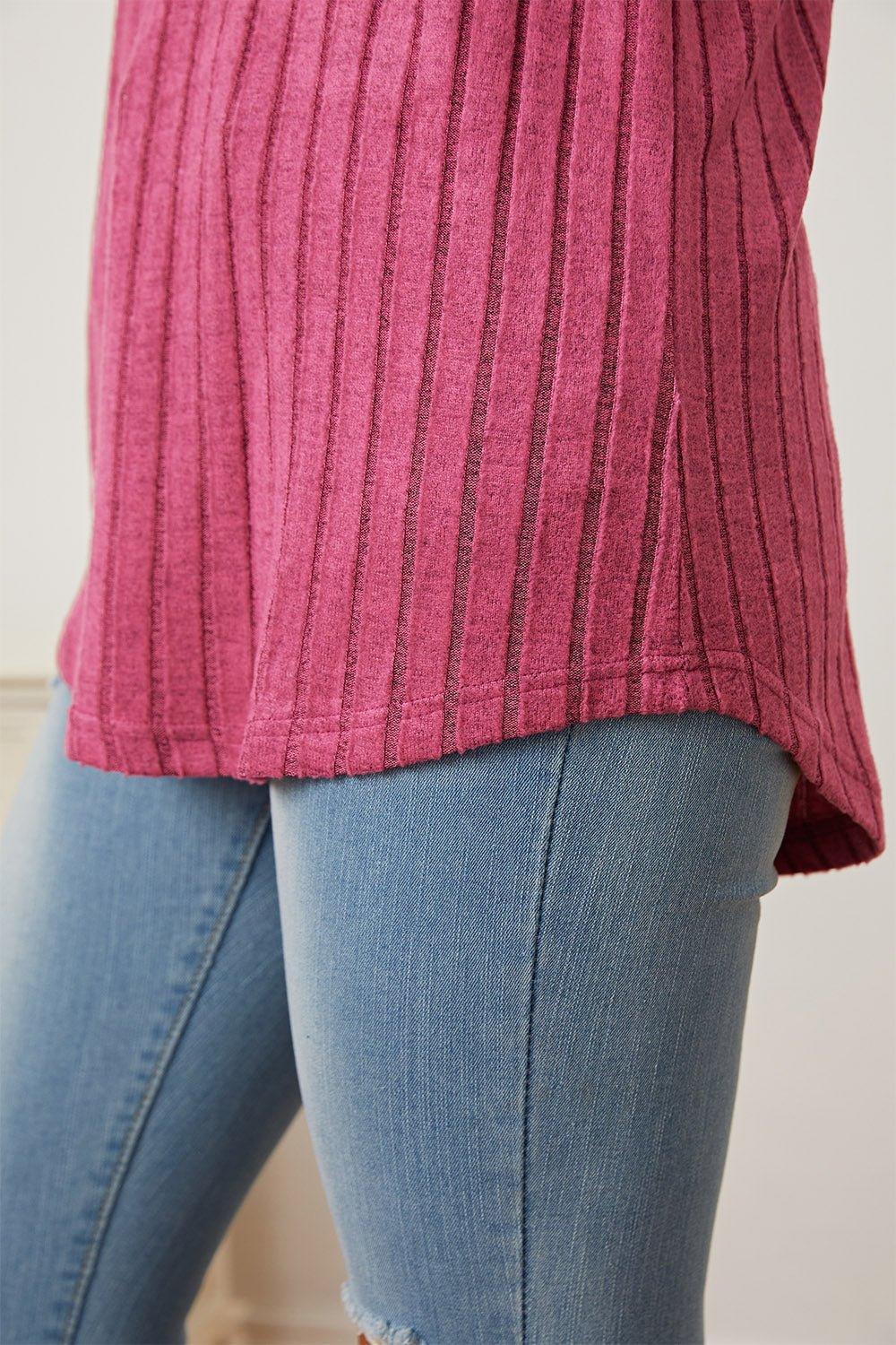 Basic Bae Full Size Ribbed Thumbhole Sleeve T - Shirt - Admiresty