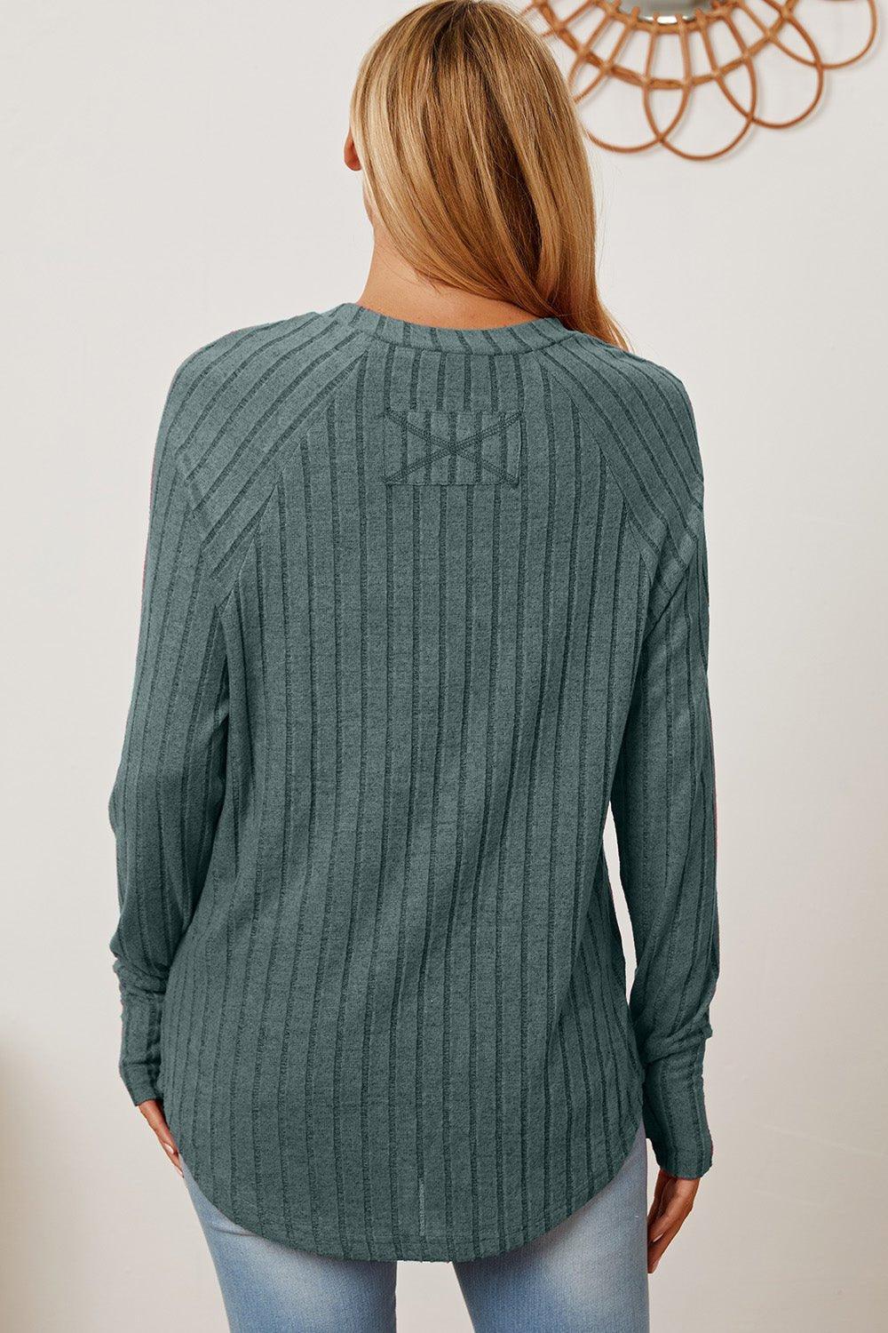Basic Bae Full Size Ribbed Thumbhole Sleeve T - Shirt - Admiresty