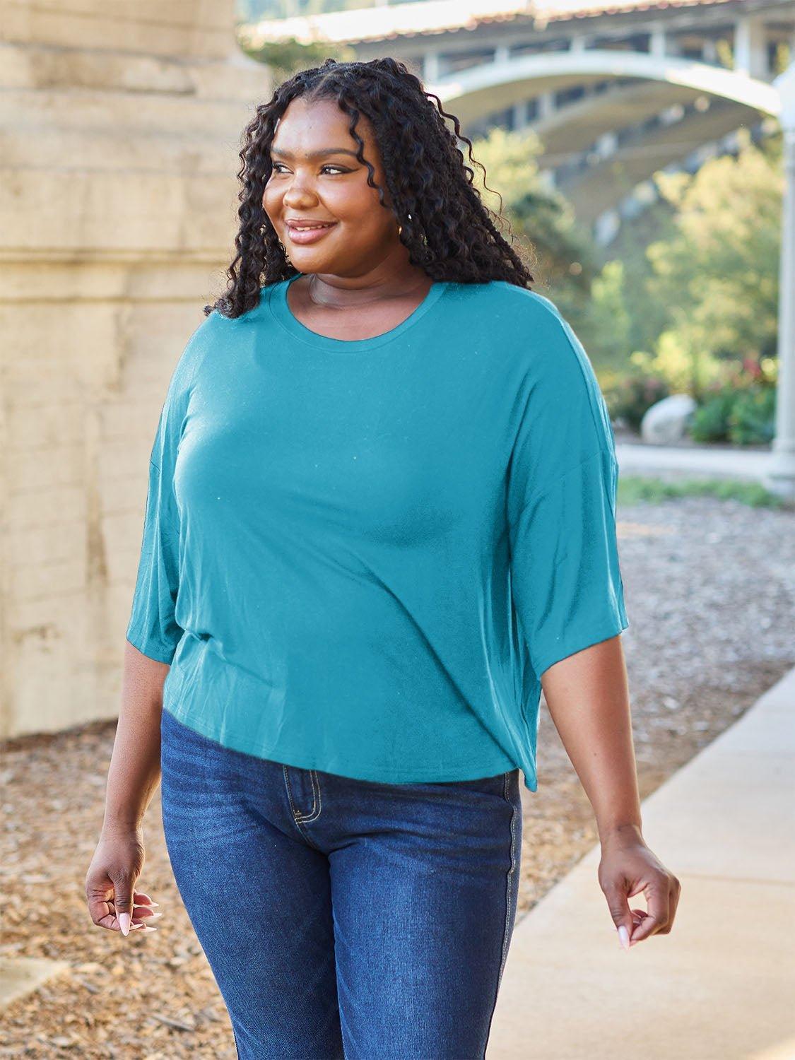 Basic Bae Full Size Round Neck Drop Shoulder T - Shirt - Admiresty