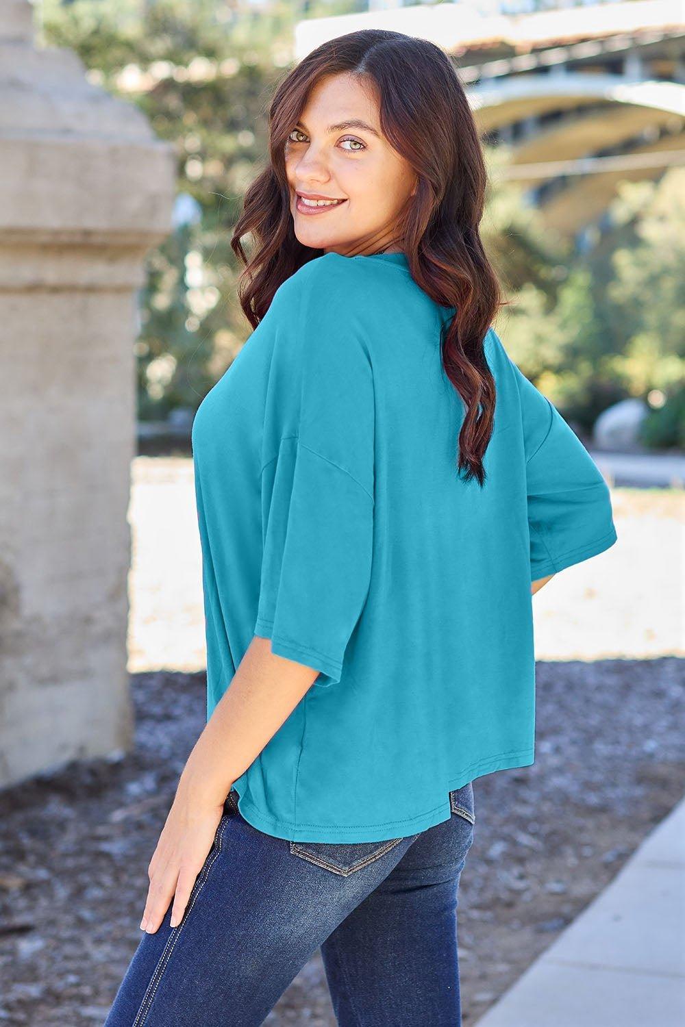 Basic Bae Full Size Round Neck Drop Shoulder T - Shirt - Admiresty