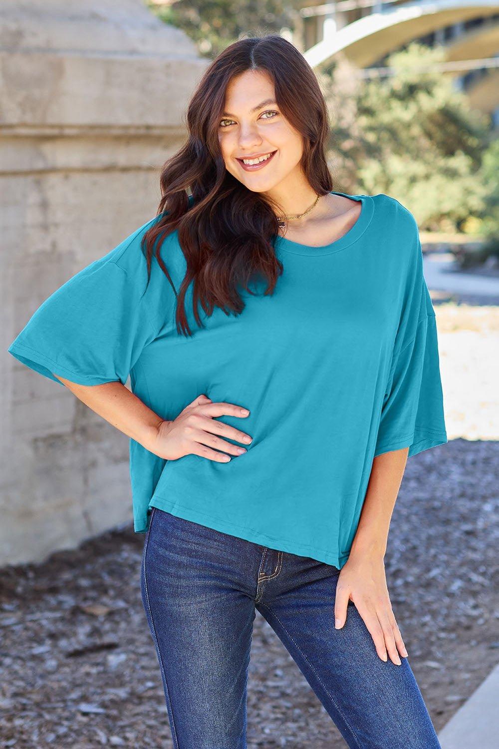 Basic Bae Full Size Round Neck Drop Shoulder T - Shirt - Admiresty