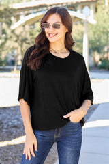 Basic Bae Full Size Round Neck Drop Shoulder T - Shirt - Admiresty