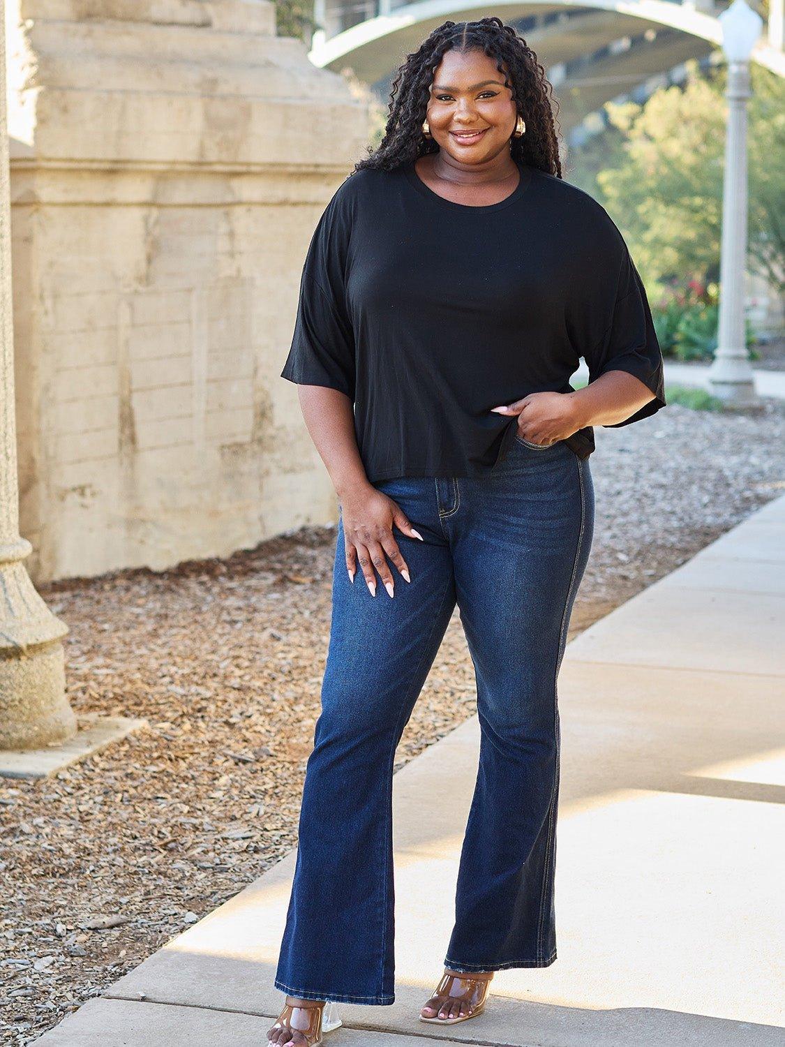 Basic Bae Full Size Round Neck Drop Shoulder T - Shirt - Admiresty