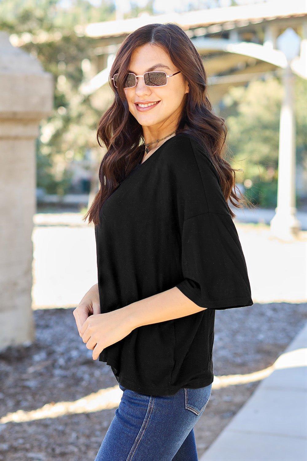 Basic Bae Full Size Round Neck Drop Shoulder T - Shirt - Admiresty
