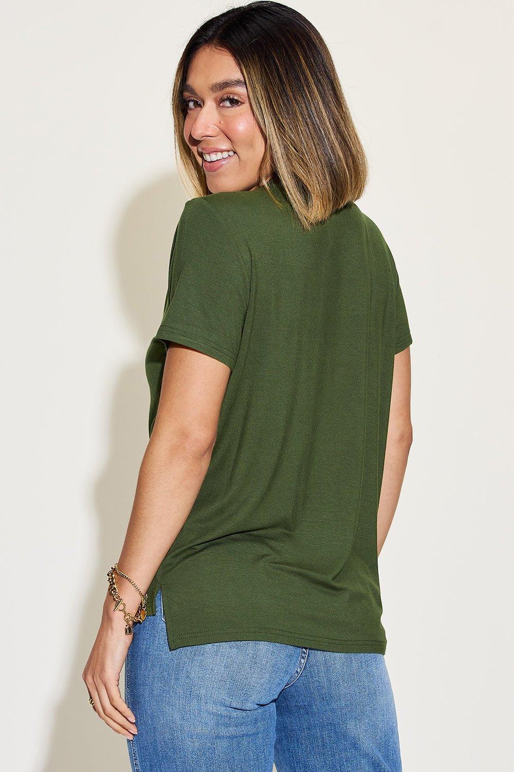 Basic Bae Full Size V - Neck High - Low T - Shirt - Admiresty