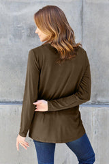 Basic Bae Full Size V - Neck Long Sleeve Top - Admiresty