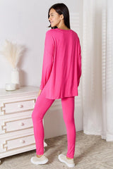 Basic Bae Full Size V - Neck Soft Rayon Long Sleeve Top and Pants Lounge Set - Admiresty
