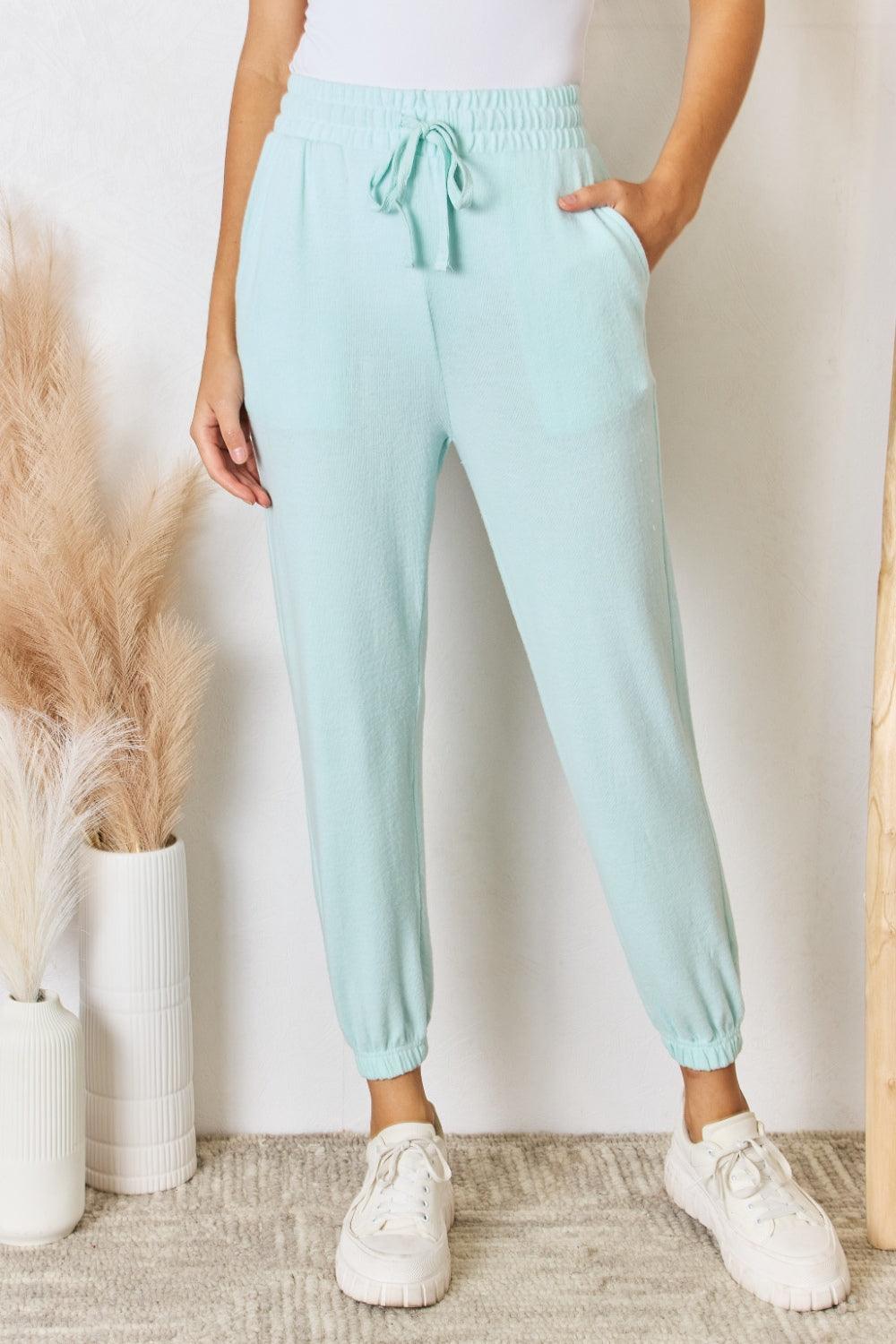 Pantalón deportivo de punto ultra suave con cordón ajustable de tamaño completo RISEN