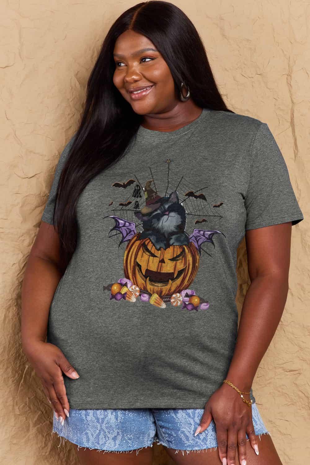 Camiseta gráfica de tamaño completo de Jack-O'-Lantern de Simply Love