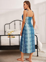 Vestido de noche midi con lazo en los hombros y estampado