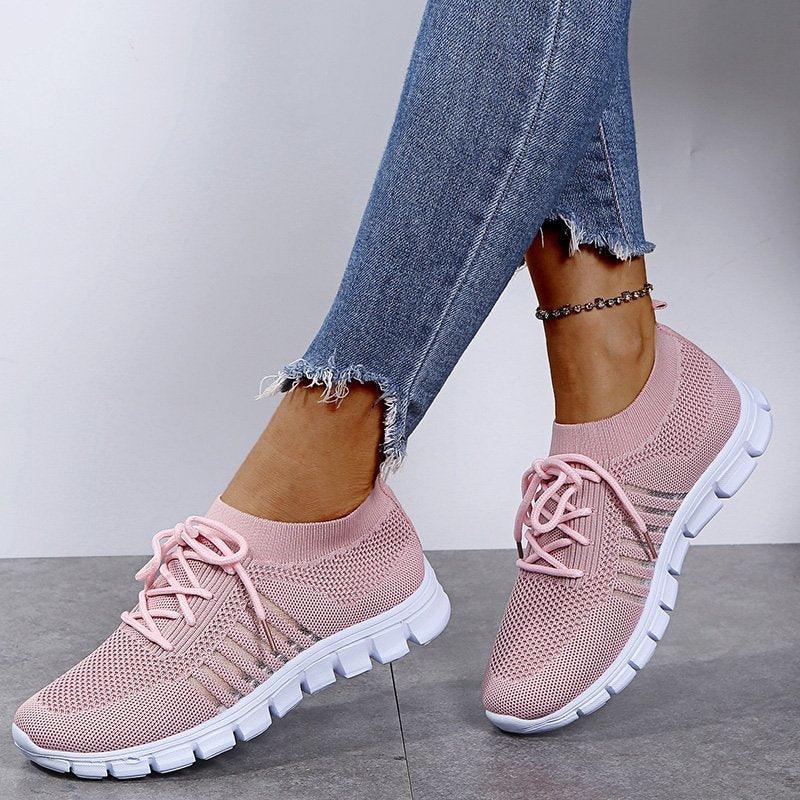 Zapatillas deportivas con cordones y malla transpirable