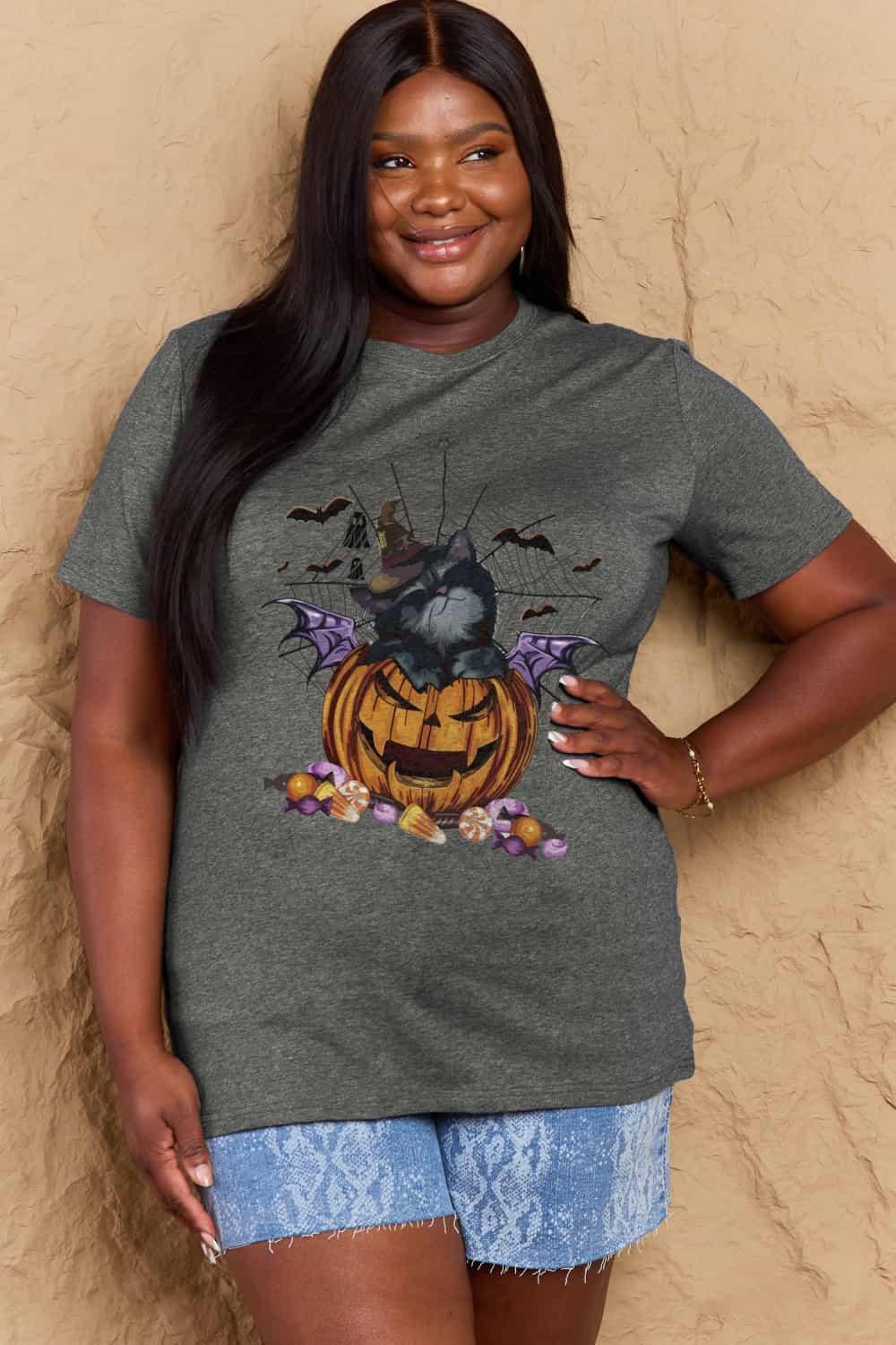 Camiseta gráfica de tamaño completo de Jack-O'-Lantern de Simply Love