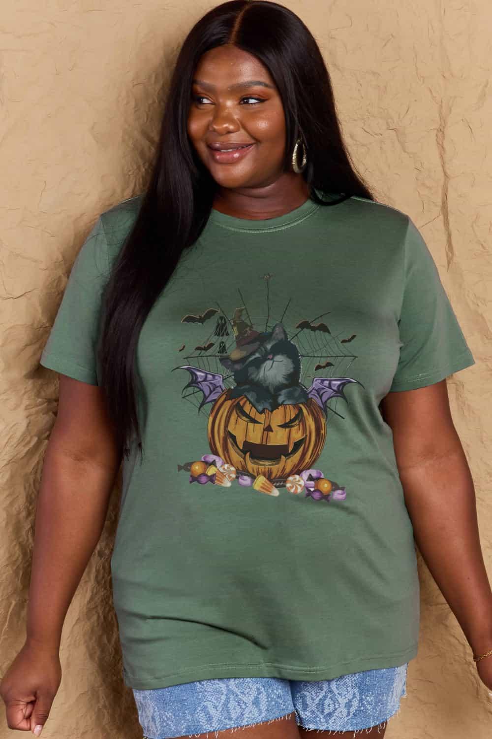 Camiseta gráfica de tamaño completo de Jack-O'-Lantern de Simply Love