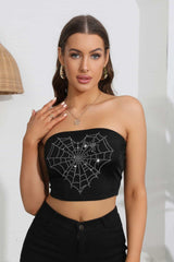 Top sin mangas con gráfico de telaraña y corazón