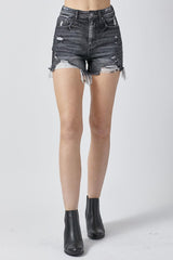 Shorts vaqueros desgastados de tiro alto y talla grande RISEN