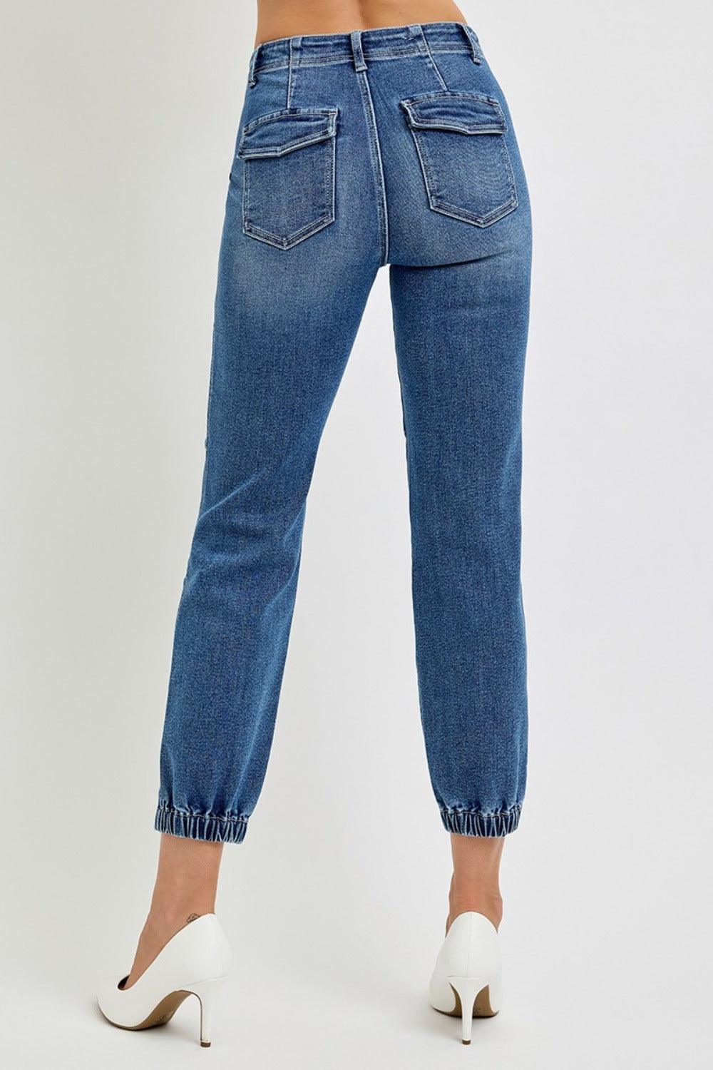Vaqueros de jogging hasta los tobillos y talle alto de talla grande RISEN