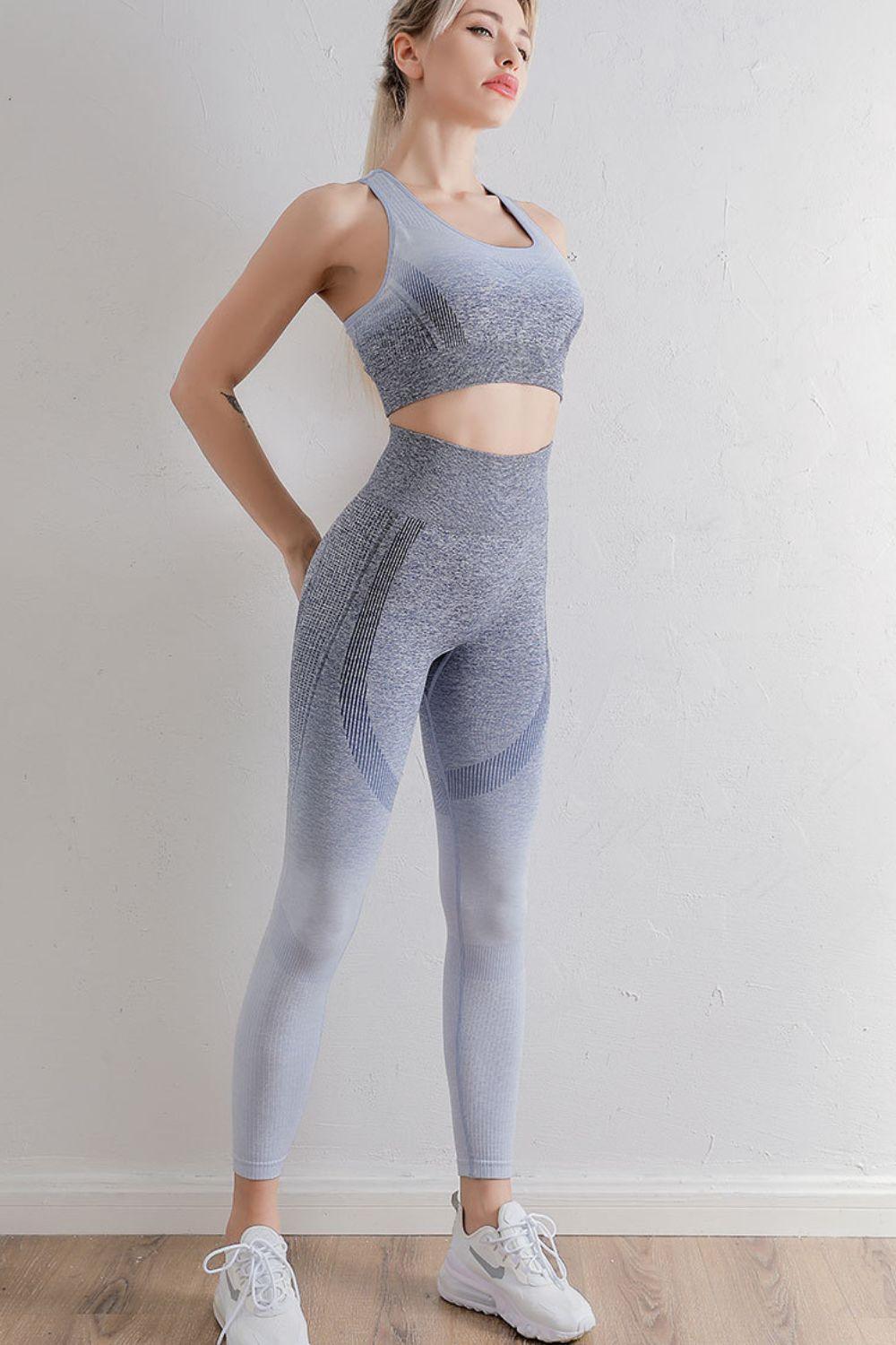 Conjunto de sujetador y leggings deportivos con degradado