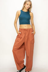 Pantalones cargo de pierna ancha con cordón ajustable HYFVE