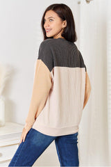 Double Take Color Block Dropped Shoulder T - Shirt - Admiresty