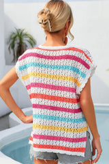 Vestido playero con escote en V y rayas