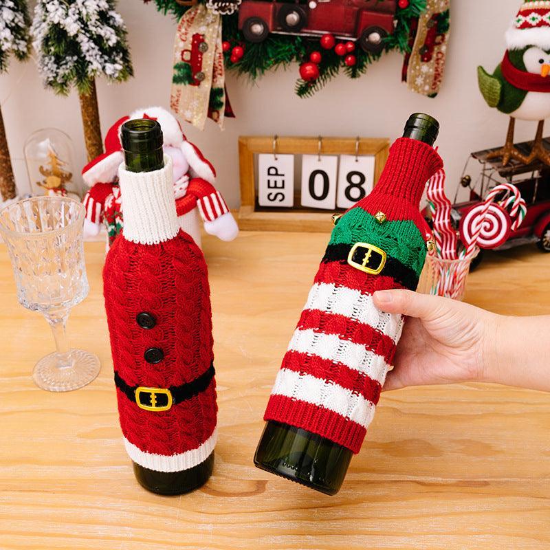 Fundas para botellas de vino de dos piezas de punto trenzado