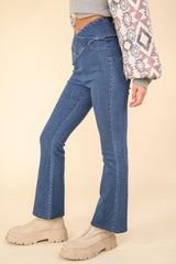 Leggings elásticos con cintura cruzada de mezclilla lavada MUY J