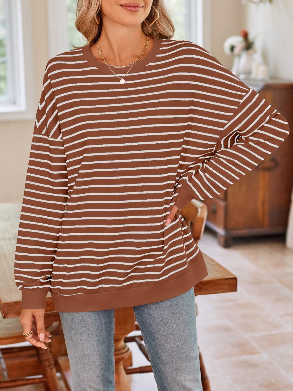 Sudadera de manga larga con cuello redondo y rayas Lovelet