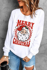 Sudadera de manga larga y cuello redondo con gráfico de Papá Noel