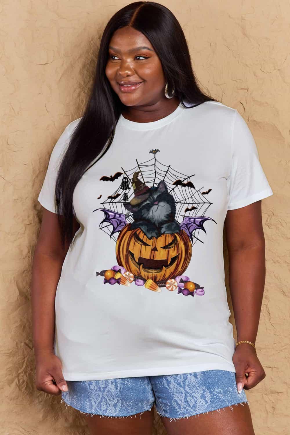 Camiseta gráfica de tamaño completo de Jack-O'-Lantern de Simply Love