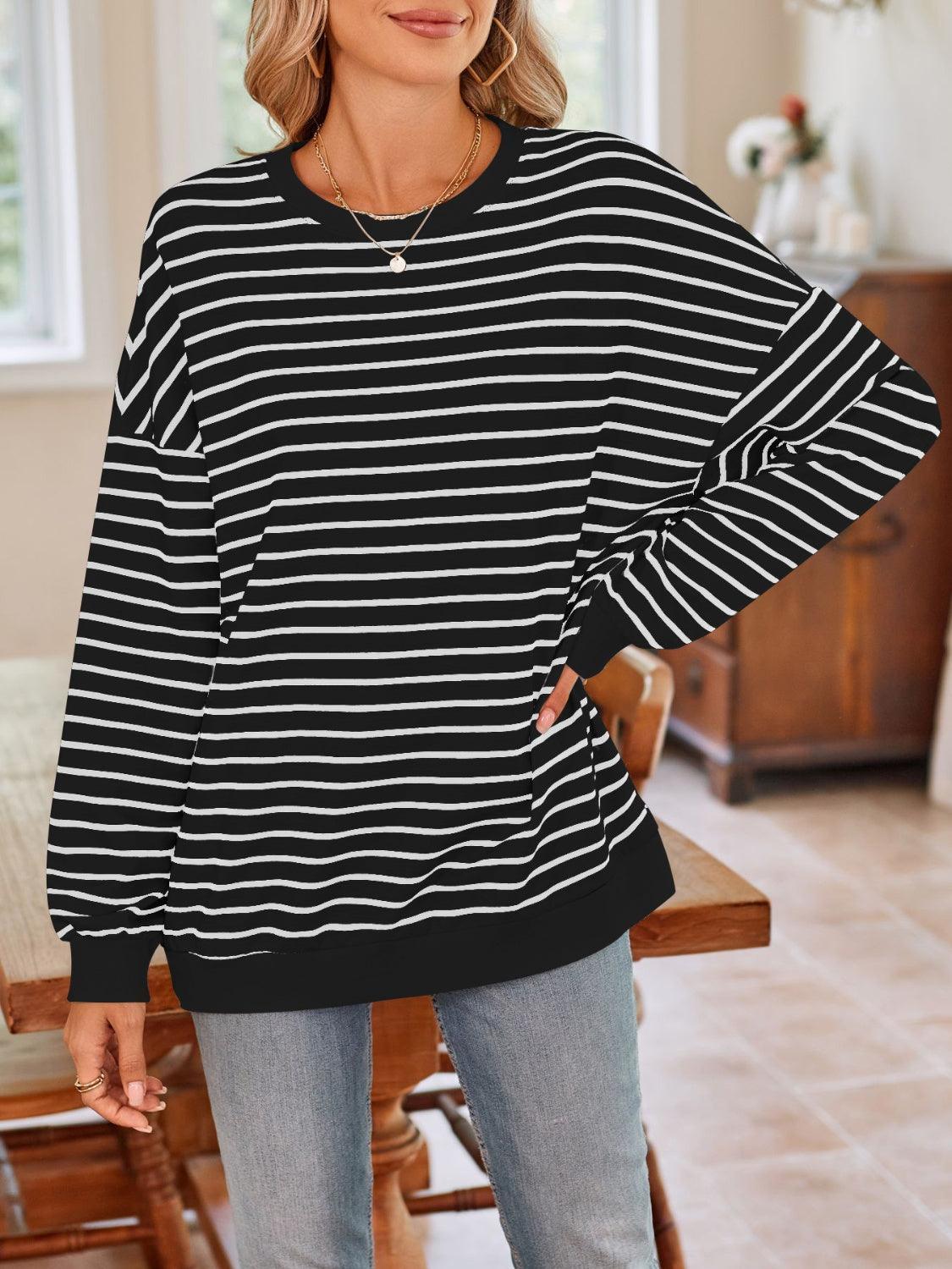 Sudadera de manga larga con cuello redondo y rayas Lovelet
