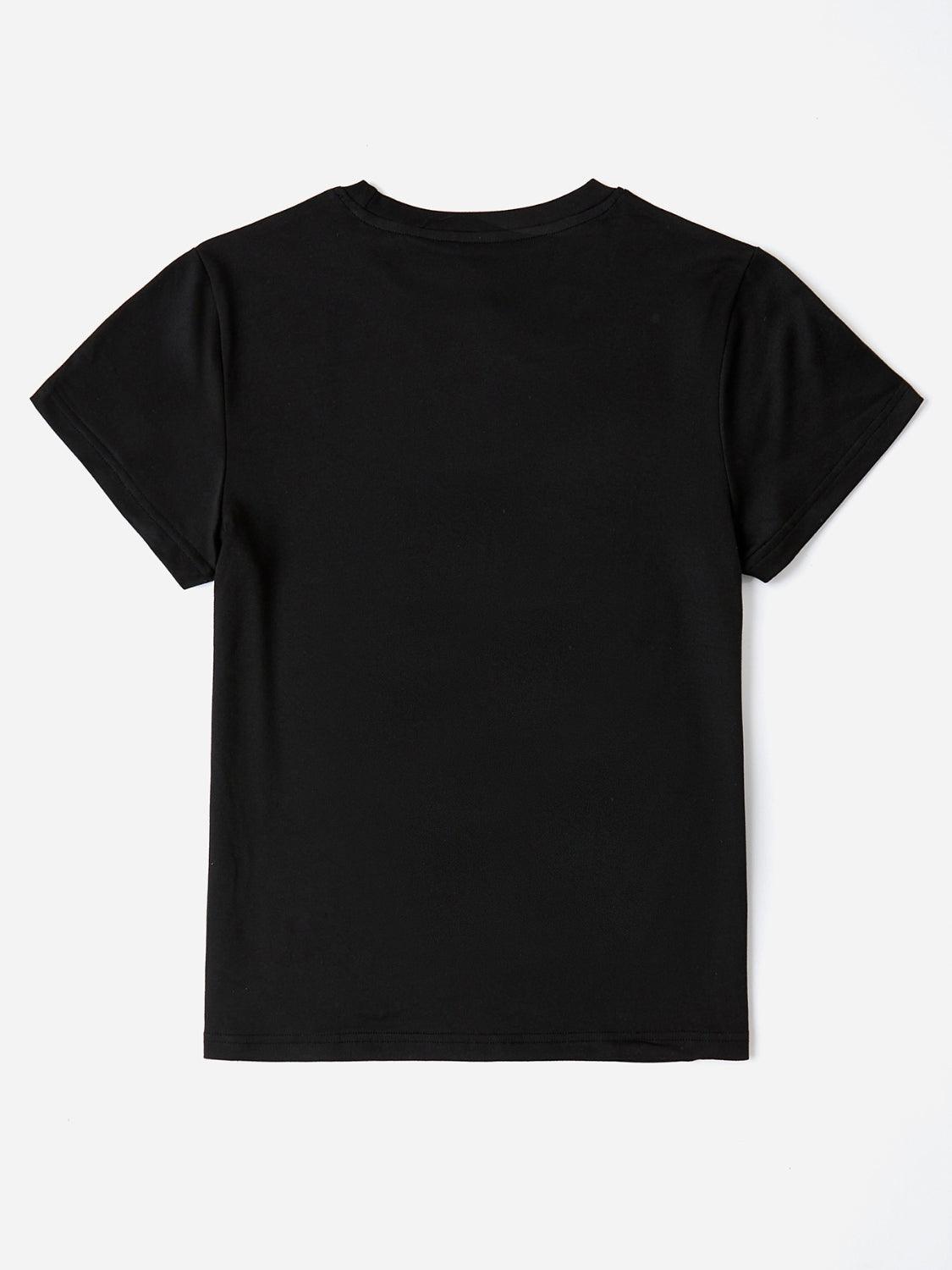 Camiseta de manga corta con cuello redondo y letras