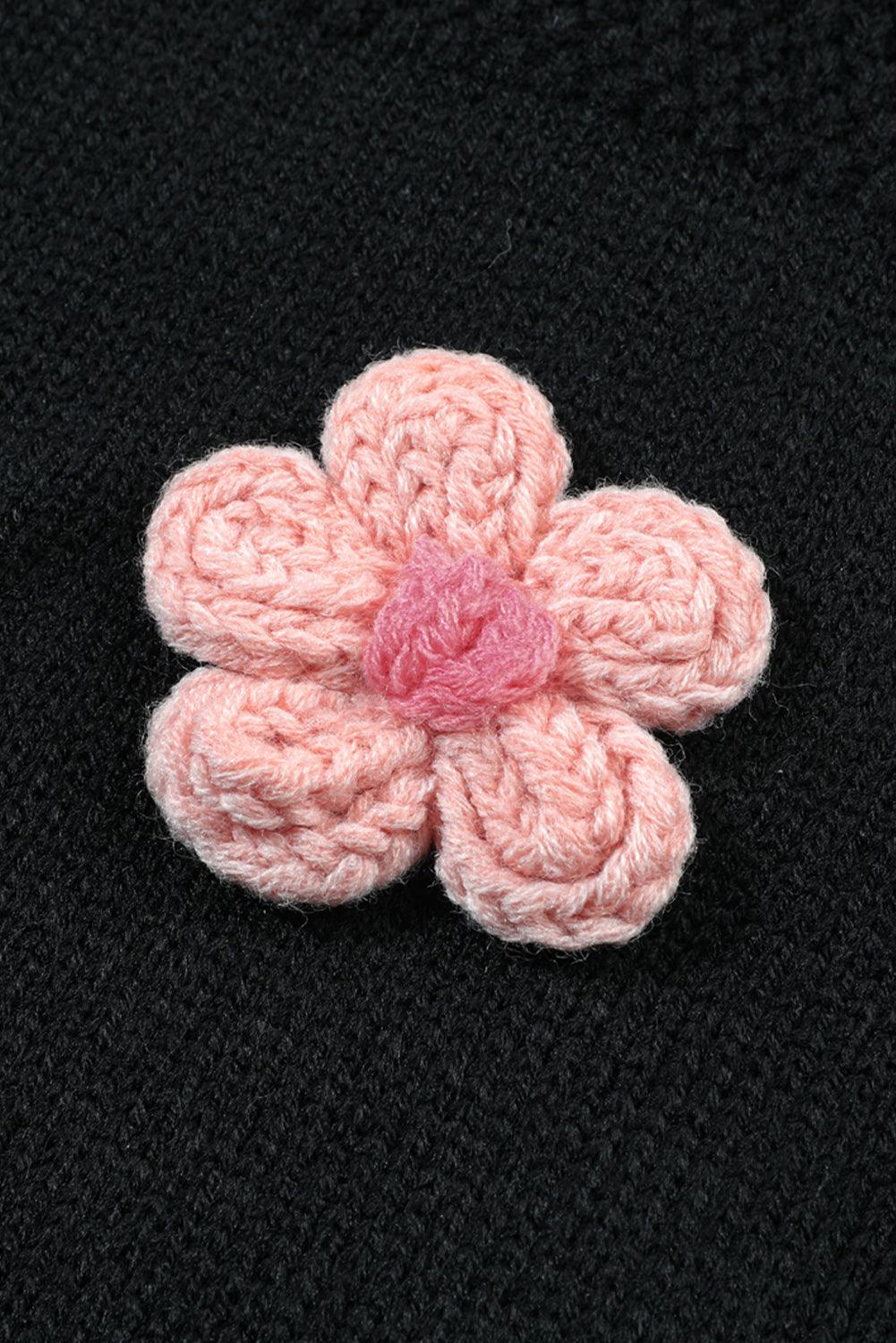 Cárdigan abierto con hombros caídos y apliques florales