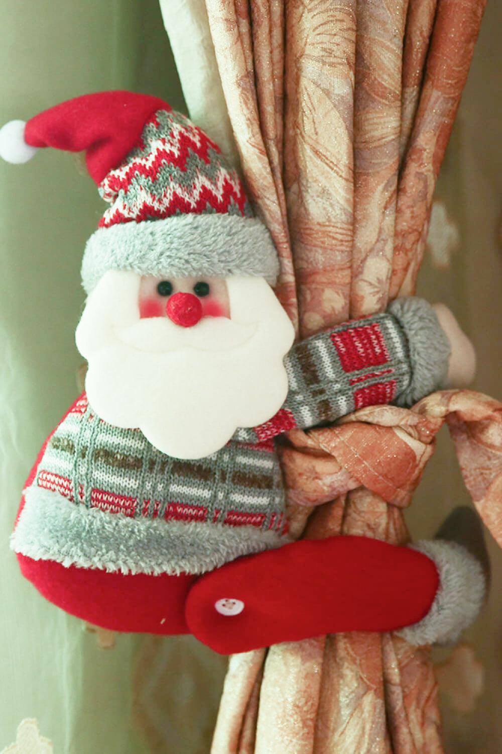 Paquete de 3 alzapaños para cortina con diseño de Papá Noel navideño