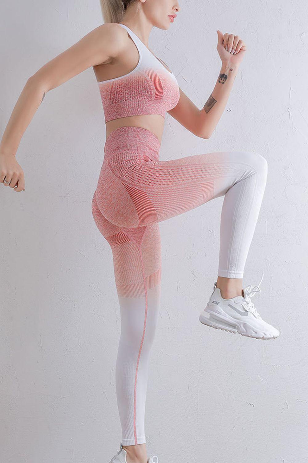 Conjunto de sujetador y leggings deportivos con degradado
