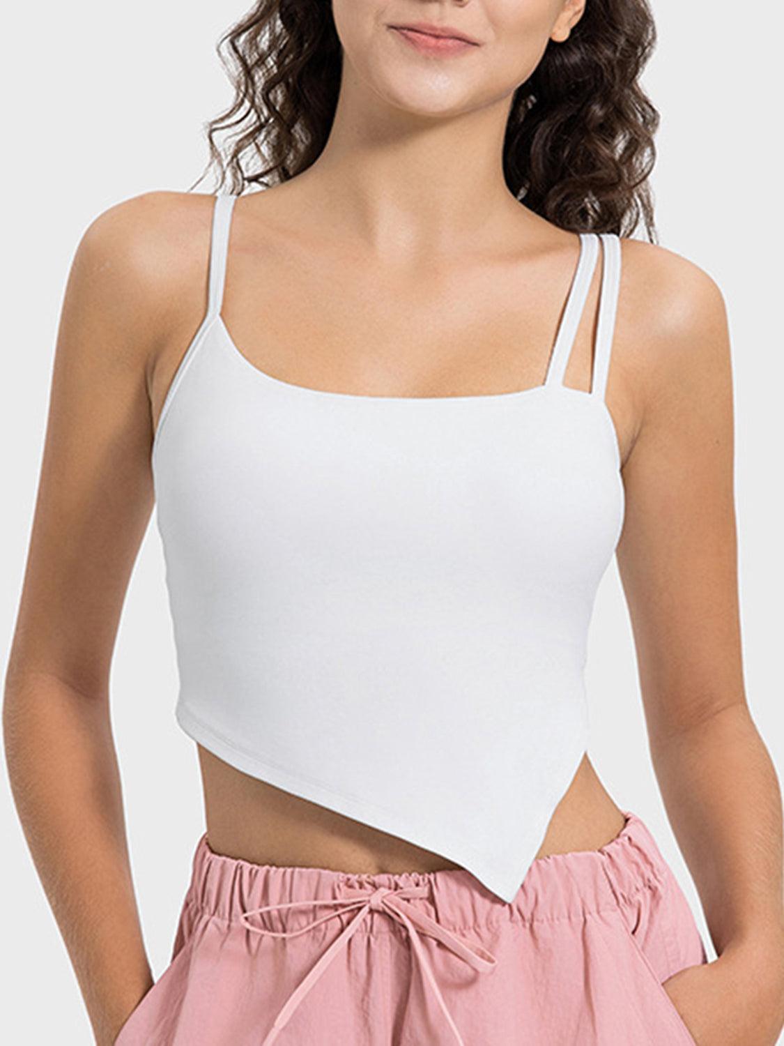 Camisola deportiva con escote asimétrico y abertura