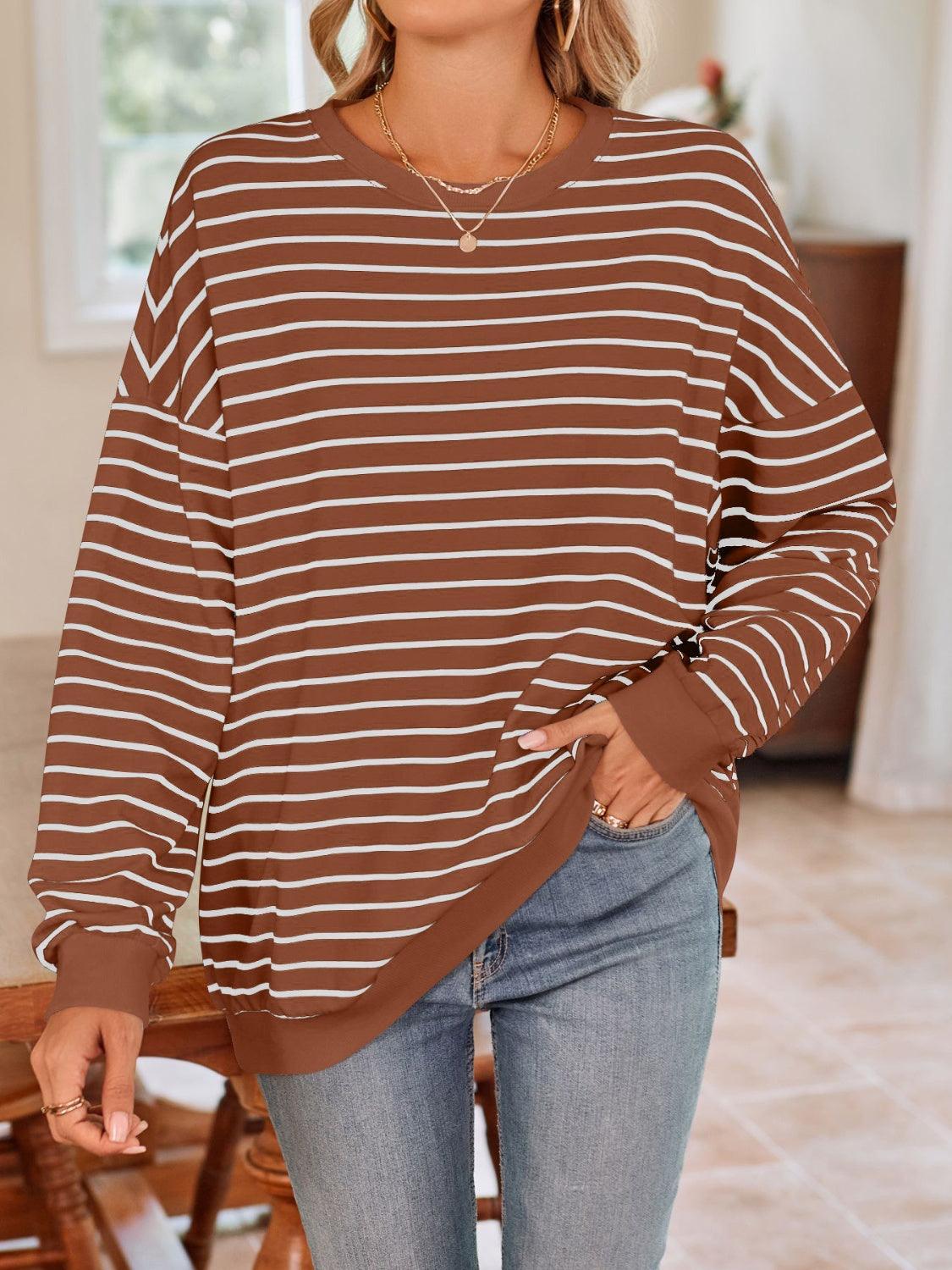 Sudadera de manga larga con cuello redondo y rayas Lovelet