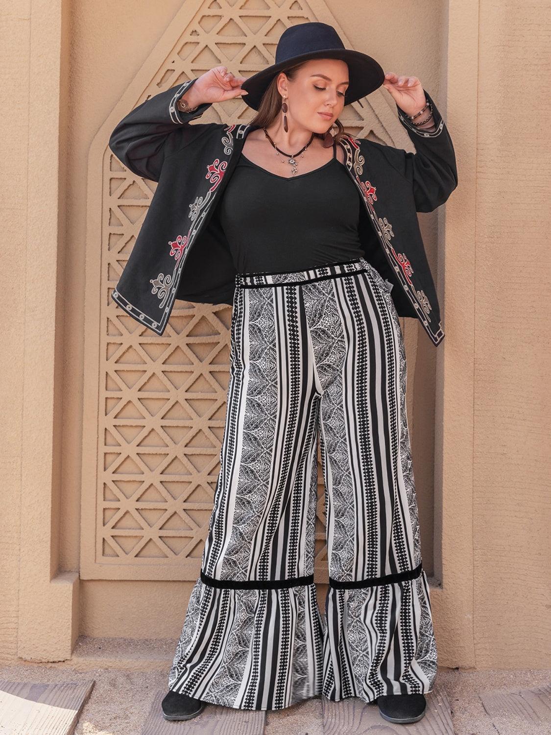 Pantalones anchos con estampados de talla grande