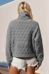 Sudadera acolchada de manga larga con media cremallera y bolsillo Double Take