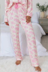 Conjunto de pantalón y blusa de manga larga con botones y estampado