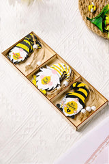 Paquete de 3 adornos de gnomos de madera con forma de abeja