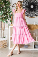 Vestido midi sin mangas con volantes y capas de Reborn J